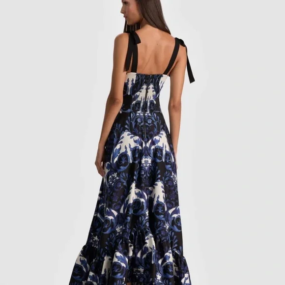 Alice + Olivia Navy and Cream Floral Maxi Dress - Picture 2 of 4
